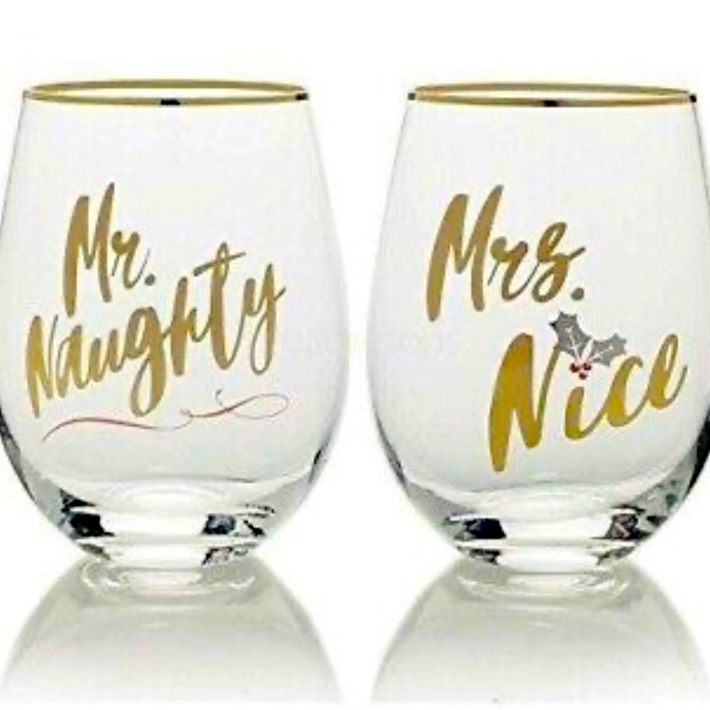 Mikasa Mr. Naughty & Mrs. Nice Stemless Wine Glasses